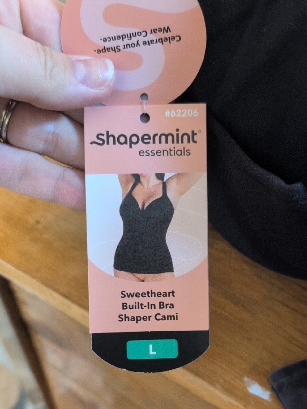 Shapermint Essentials Sweetheart Black Shaper Cami with Built-In Bra - Large - Picture 2 of 6